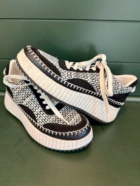 A New Day Woven Platform Lace-Up Black & White Sneakers Size 10